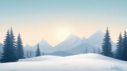 Serene Winter Sunrise Mountain Landscape