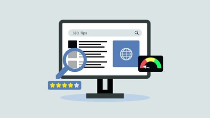 seo icon animation suitable for digital marketing agencies, web developers, and SEO professionals to showcase website optimization and performance evaluation too