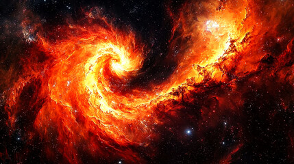 Wall Mural - Fiery Cosmic Nebula: A Breathtaking Journey Through the Universe
