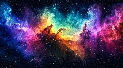 Wall Mural - Cosmic Nebula: A vibrant swirl of colors in the vast universe.  Explore the celestial wonders of deep space and the mysteries of the cosmos.