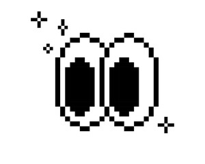 eye pixel art icon. y2k pixel smile eyes look away. emoji. retro sticker. editable pixel vector blac