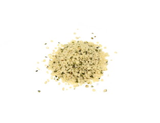 Wall Mural - Shelled Hemp Seed isolated on white. Hemp hearts isolated - Healthy Nutrition