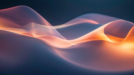 Wall Mural - Abstract flowing orange and blue light wave design.