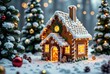 © Johannes - Gingerbread House with Illuminated Windows and Snow-Covered Christmas Trees