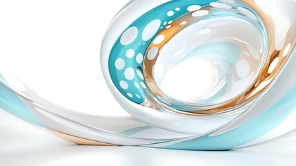 Wall Mural - Abstract  D Render  Swirling Blue  White  and Gold Design