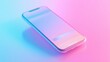 © Анатолий Сав - Modern smartphone showcases vibrant messenger chat on a colorful background with bright blue and pink hues during evening hours. Generative AI