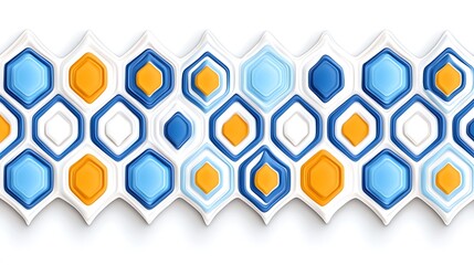 Wall Mural - Abstract Hexagon Pattern  Blue  Orange  White  D Geometric Design