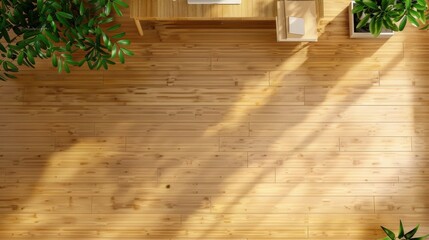 Wall Mural - Elegant Wooden Floor Design with Sunlight