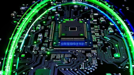 Aufkleber - New advancements in technology showcased in high-tech circuit board with colorful LED effects and intricate designs