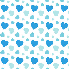 Wall Mural - Seamless pattern with blue hearts.Cute heart repeat pattern isolated on white background for happy Valentine's Day.Vector graphic illustration.Sweet love background.