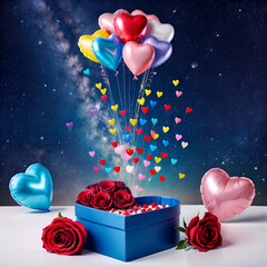 celebrating love is always good in a beautiful landscape with a heart and gifts for the people we lo