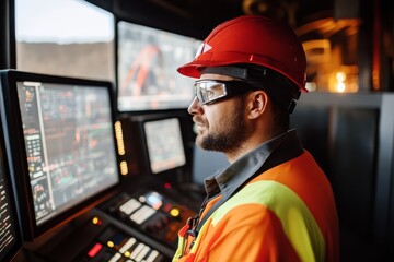 A skilled group of engineers in a mine control center.