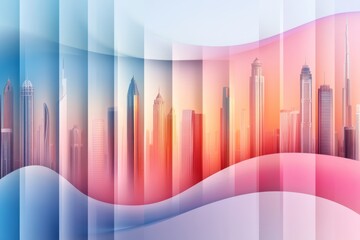 Aufkleber - A flat design of the Dubai Frame, with simple rectangles and a gradient background to highlight its iconic shape