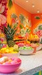 © adobestocker1 - A vibrant juice bar featuring tropical fruits and colorful smoothie bowls