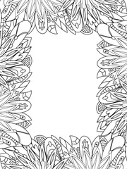 Wall Mural - All these designs are hand-drawn and unique 
Beautiful Flowers Border black and white illustration for adult coloring book,
This is a printable Beautiful Zentangle Coloring page for KDP Interior,