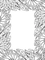 Wall Mural - All these designs are hand-drawn and unique 
Beautiful Flowers Border black and white illustration for adult coloring book,
This is a printable Beautiful Zentangle Coloring page for KDP Interior,