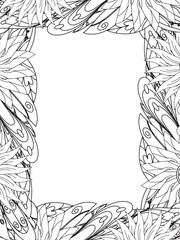 Wall Mural - All these designs are hand-drawn and unique 
Beautiful Flowers Border black and white illustration for adult coloring book,
This is a printable Beautiful Zentangle Coloring page for KDP Interior,