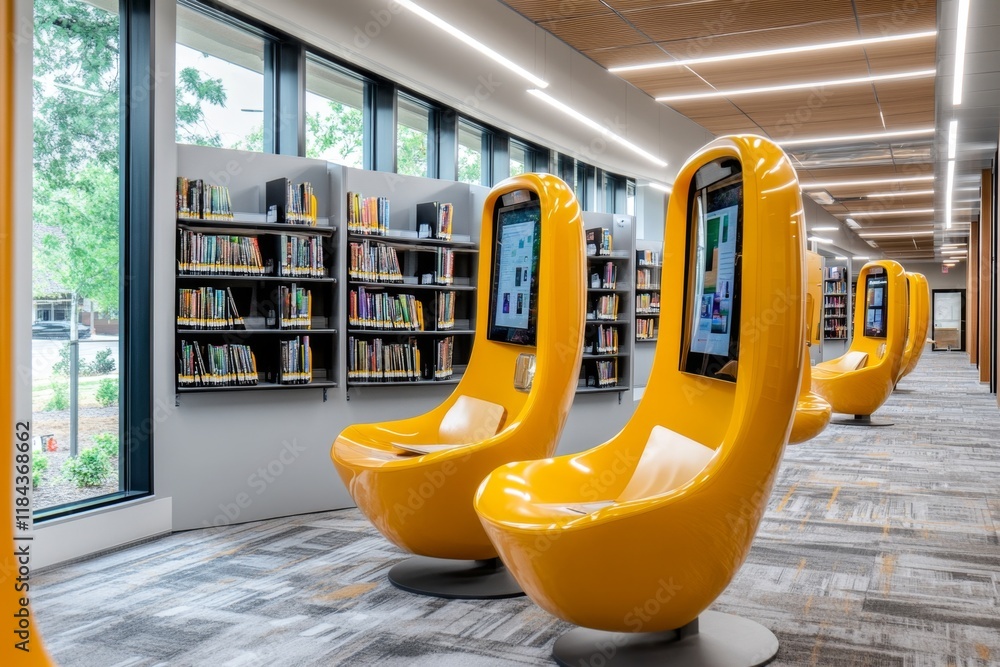 A library being upgraded with digital catalogs, modern study pods, and