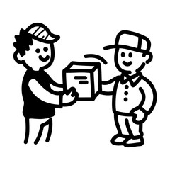 Sticker - order delivery icon in hand drawn style