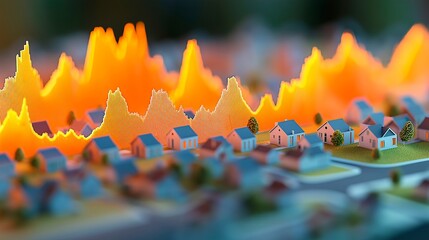 Wall Mural - abstract background of city with neon lines.