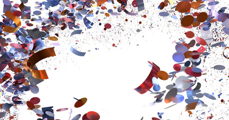 Festive celebration background with colorful confetti pieces exploding. Perfect for party invitations, banners, and more.