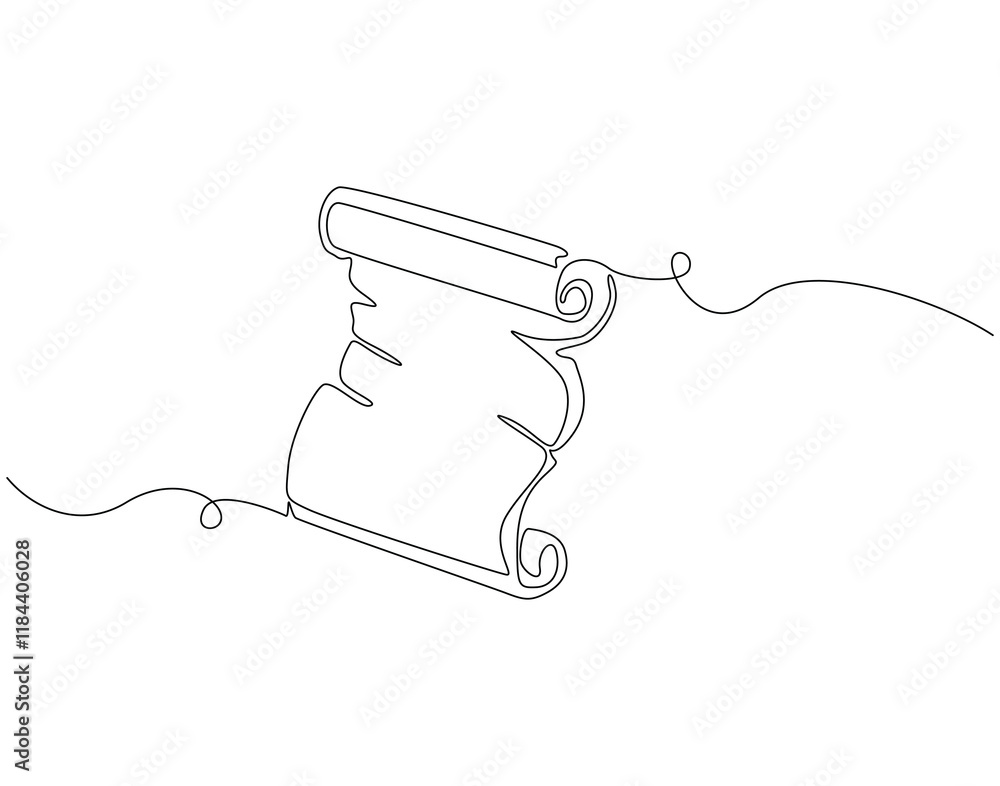 Continuous line drawing of old roll paper. Single line illustration of ...