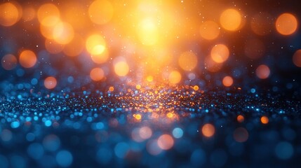 Canvas Print - Abstract bokeh lights background with blue and orange glitter.