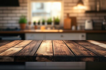 Wall Mural - Rustic wooden table, kitchen background, product display