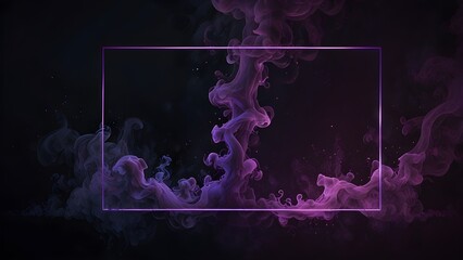 Wall Mural - an empty textbox background with magical purple smoke corners on a dark glowing background Generative AI