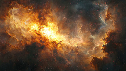 cosmic inferno: a breathtaking nebula bursts with fiery energy, a celestial masterpiece of swirling 