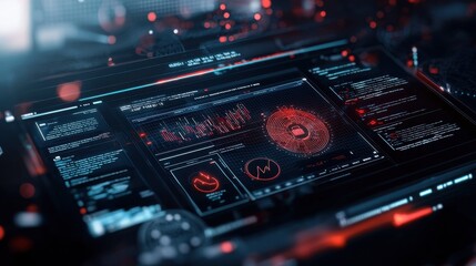 Poster - Futuristic Technology Interface Dashboard with Cyberpunk Inspired HUD Elements