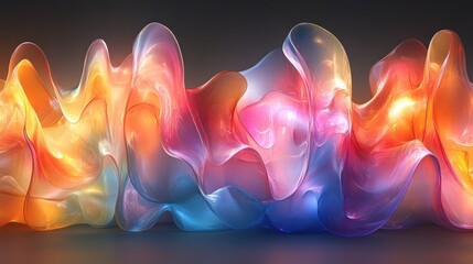 Canvas Print - Abstract colorful glowing wave forms.