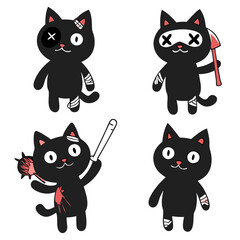 Sticker - set of black cats