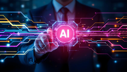 digital technology artificial intelligent optical line glow background