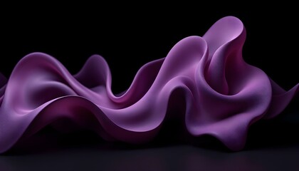Leinwandbilder - Curve 3d purple abstract banner with a black background for presentations and other media. Texture of liquid purple glass on a black background. Colorful abstract wave flow on a black background