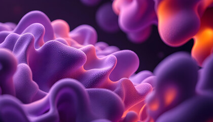 Leinwandbilder - Curve 3d purple abstract banner with a black background for presentations and other media. Texture of liquid purple glass on a black background. Colorful abstract wave flow on a black background