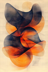 Leinwandbilder - A continuous pen-styled doodle weaving around a core silhouette, revealing multiple abstract body curves on a warm beige space,