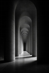 Fototapete - Straight row of grayscale forms, each identical, except for one multi-hued silhouette stepping up a slight incline,