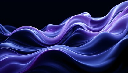 Leinwandbilder - A purple abstract background with wavy lines and curves in the center of the image and a black background. Blue and purple abstract backgrounds with wavy lines ideal for creative design projects