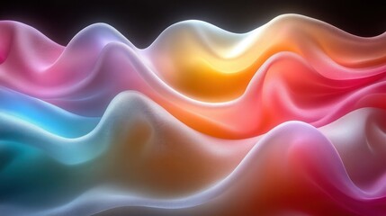 Wall Mural - Abstract colorful waves, flowing fabric-like texture.