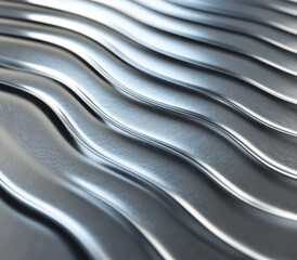 Wall Mural - Corrugated aluminum texture. Lightweight metallic surface with a wavy pattern.