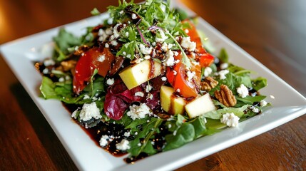 Wall Mural - Colorful and Nutritious Vegetable Salad with Beets and Feta Cheese on Plate