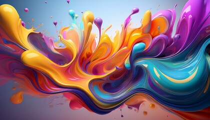 Wall Mural - abstract colorful splash 3d liquid background