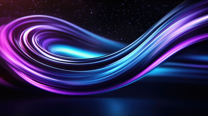 Wall Mural - vibrant abstract waves in purple and blue against starry background