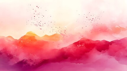 Wall Mural - breathtaking abstract landscape with soft dreamy gradients in warm pink and red tones featuring subt