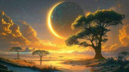 Wall Mural - awe-inspiring alien landscape featuring extraordinary flora.