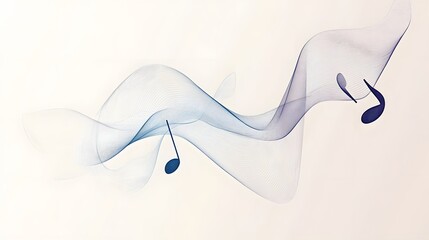 Wall Mural - abstract musical notes flowing in waves design