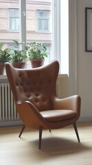 Wall Mural - Modern Leather Armchair by the Window