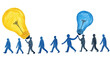 © ชลธิชา สว่างวงค์ - A diverse group walking together, illuminated by the bright idea of light bulb