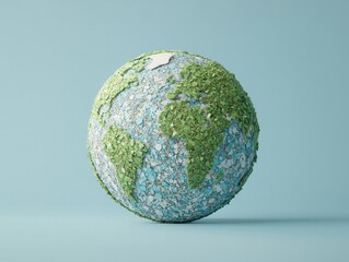 Wall Mural - A stylized globe featuring green landmasses and blue oceans, symbolizing environmental sustainability and the Earth's natural beauty.